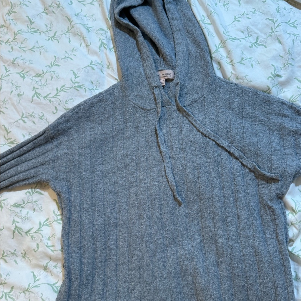 Philosophy Gray Hooded Sweater Ribbed XS